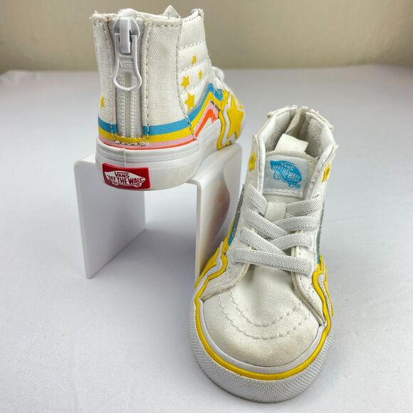 ~ Vans 5 Toddler Sneakers Rainbow Star High Tops Zip Baby Child Kid Shoes Sk8 - Picture 6 of 14